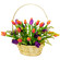 Разноцветные тюльпаны в корзине